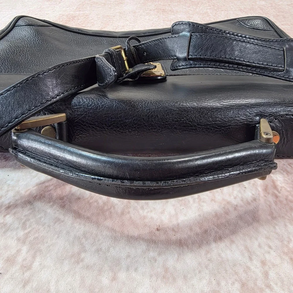 Vintage Cole Haan Black Leather Briefcase Elegant Made in Italy Rare with Key